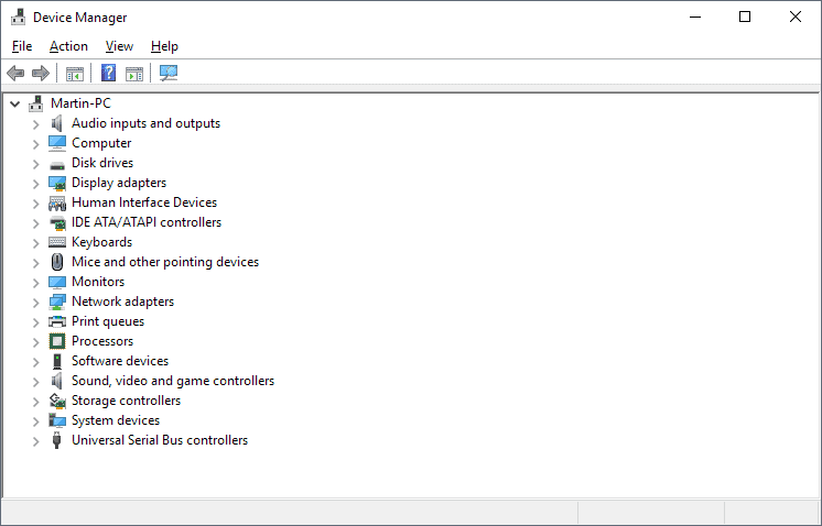 Open Device Manager by searching for it in the Start menu
Expand the categories and locate the device drivers that might be causing high CPU usage