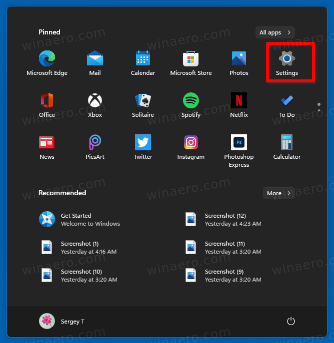 Open Settings by clicking on the Start button and selecting the gear icon.
In the Settings window, click on Update & Security.