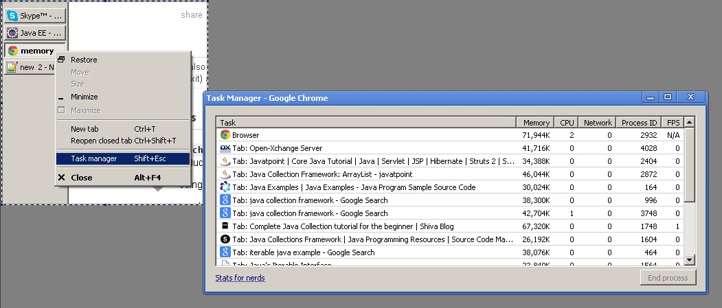 Open Task Manager by pressing Ctrl+Shift+Esc.
Look for the browser's process (e.g., "chrome.exe" for Google Chrome).
