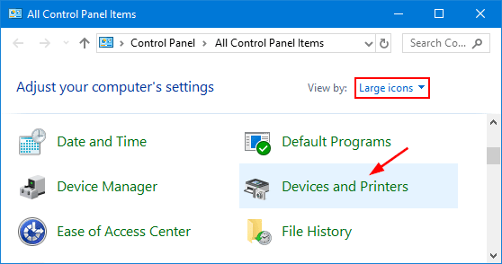 Open the Control Panel on your computer
Select "Devices and Printers"