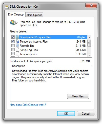 Use the Disk Cleanup utility to get rid of unwanted files.
Cleanse your computer's temporary files regularly for optimal performance.