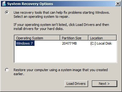 Wait for the system recovery options to load.
Click on "Next" to proceed.